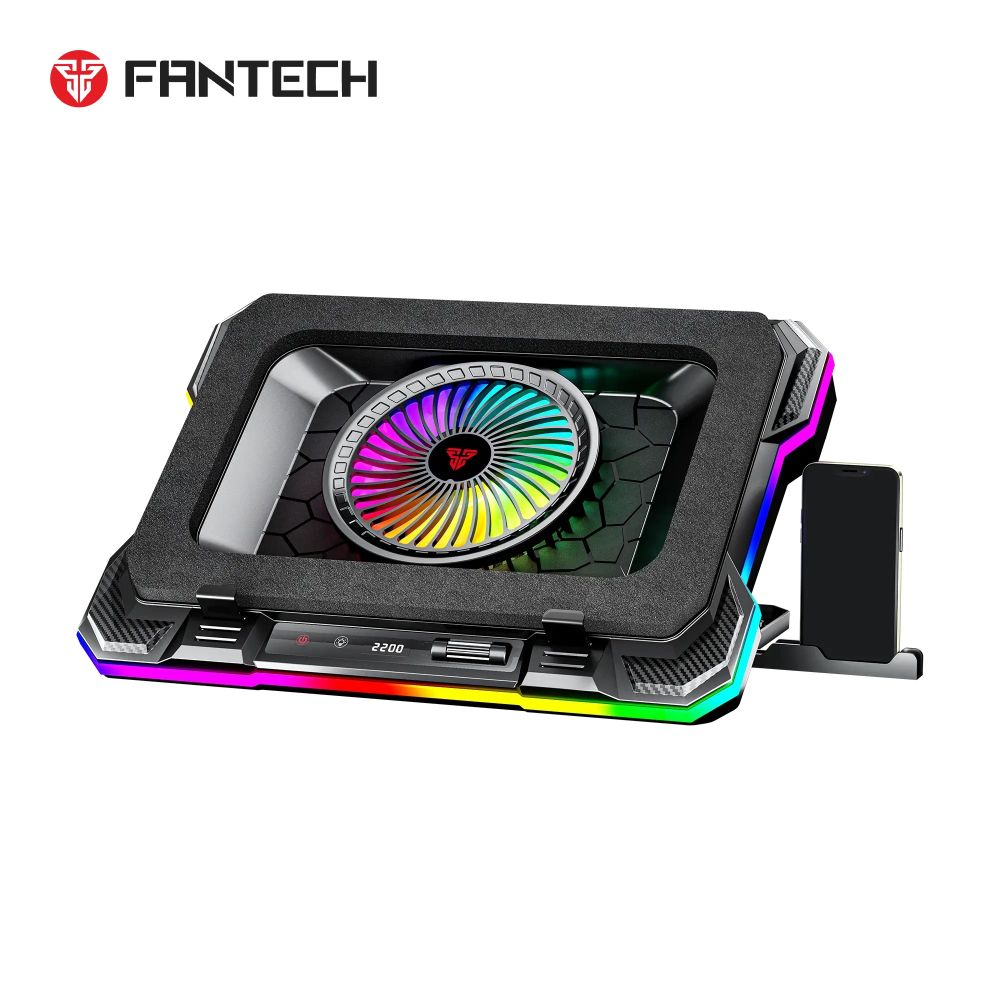 Fantech NC22 Single Fan RGB Laptop Cooler with Touch Panel & Phone Holder Fantech NC22 Single Fan RGB Laptop Cooler with Touch Panel & Phone Holder